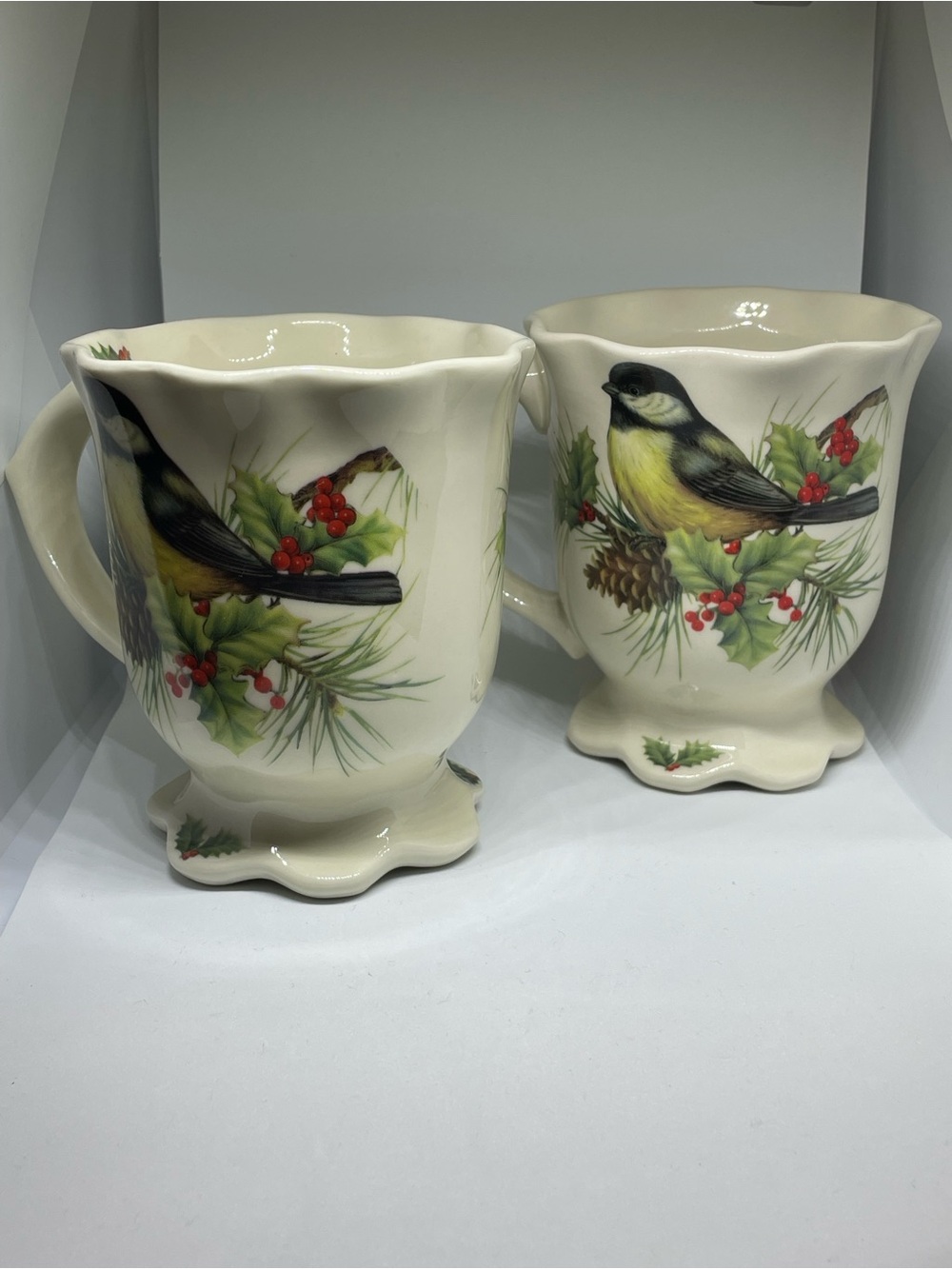 Cracker Barrel Season of Peace Holiday Bird Mugs - Set of 2